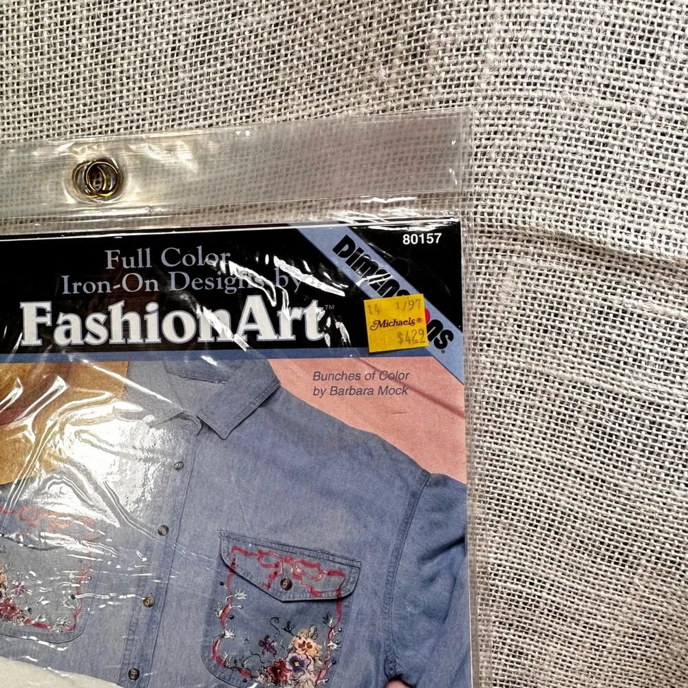 Vintage 1993 Dimension FashionArt Iron On Transfer Floral Barbara Mock 80157 NOS